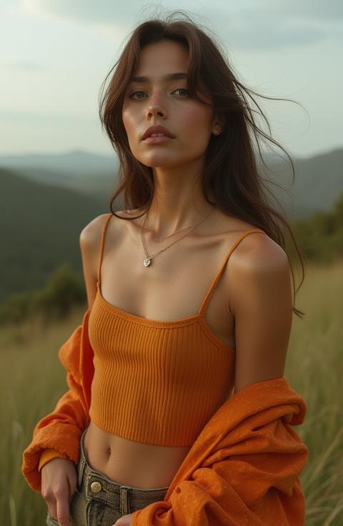 Fashion model posing outdoors