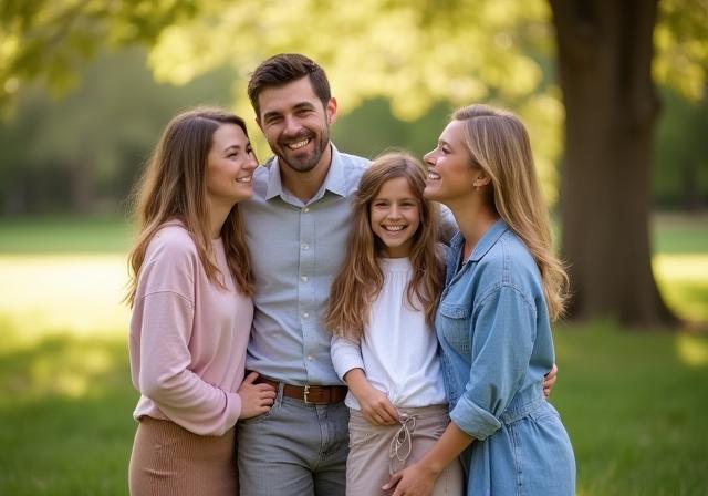 Family portrait taken outdoors